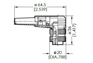 Male Angled Plug; 6 Pin; Crimp; 4-6mm; IP40