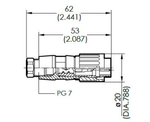 Male Plug; 8 Pin; Solder; Gold; 4-6mm; IP40