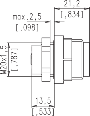 Gerätestecker; Flansch; 3+PE (HV); Crimpen; IP67